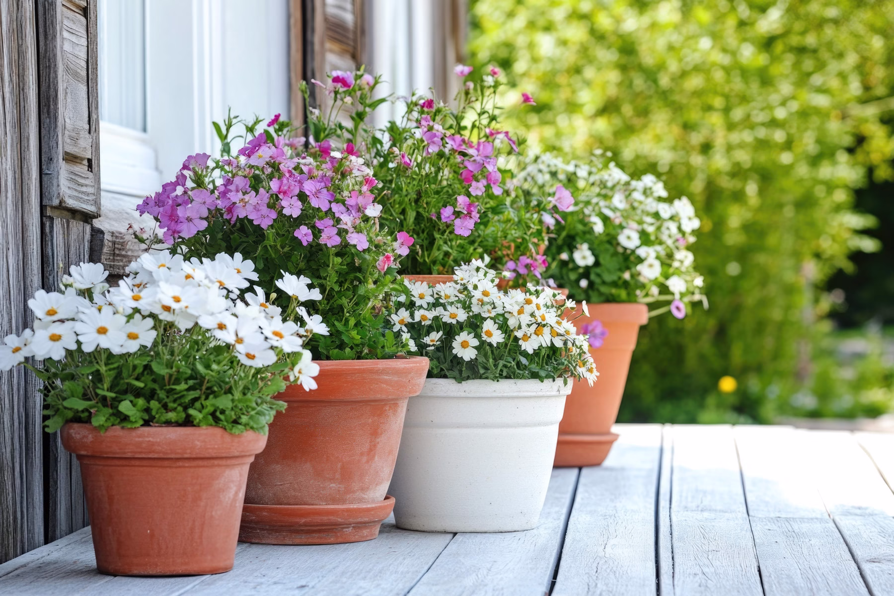 Gödsla blommor i kruka